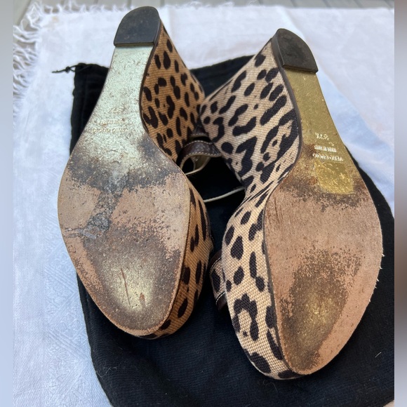 Dolce and Gabbana vintage linen  animal print platform sandals. - Picture 5 of 11